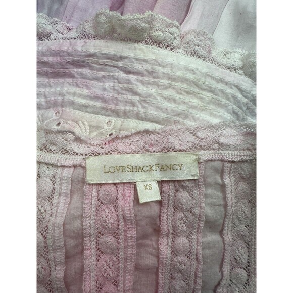LoveShackFancy  Gwen Dress Multi Tie Dye Pastel Eyelet Lace Ruffles Sz XS - Picture 8 of 9